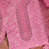 Girly Pink Georget Chikankari Unstitched Salwar Suit